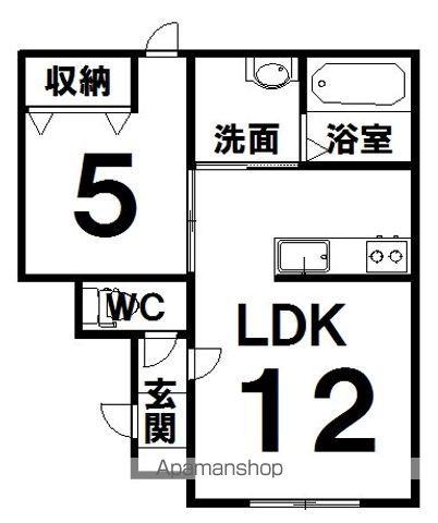 フォレスト新町Ⅰ(1LDK/2階)の間取り写真