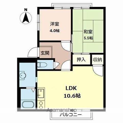ドミールナカエ(2LDK/2階)の間取り写真