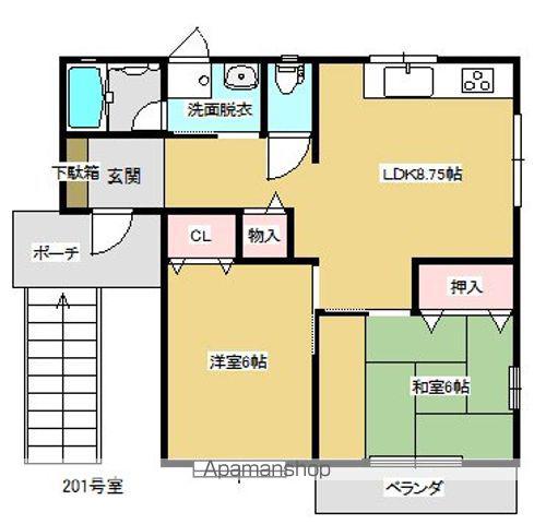 F・Pハウス(2LDK/2階)の間取り写真