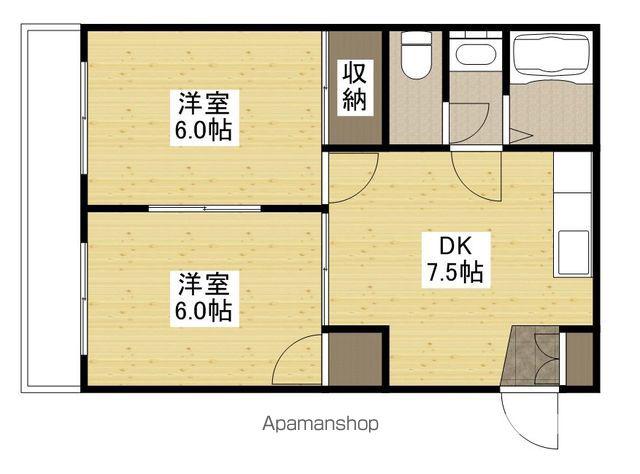 宇品川手ビル(2DK/5階)の間取り写真