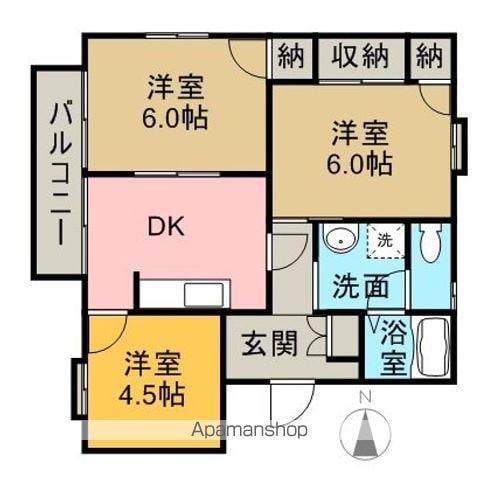 メゾントレビⅡ(3DK/1階)の間取り写真