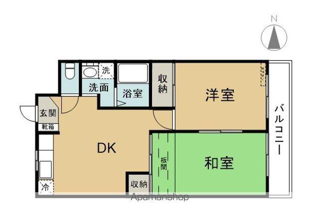 天然館Ⅲ(2DK/3階)の間取り写真