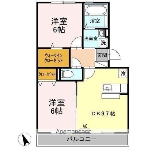 シャトーラトゥールⅡ(2DK/2階)の間取り写真