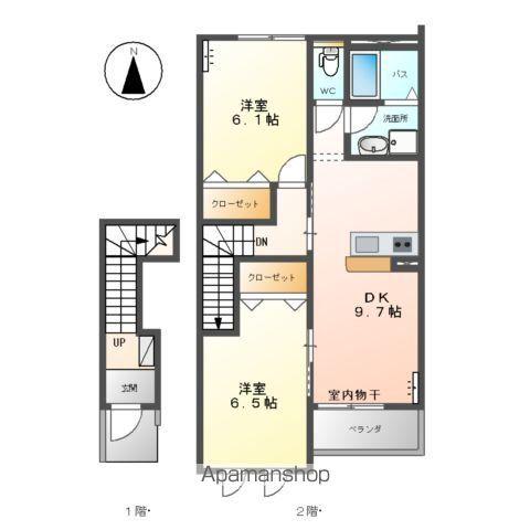 パレス・イン・グリーンガーデン(2DK/2階)の間取り写真