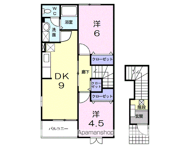 モンポローニヤ(2DK/2階)の間取り写真