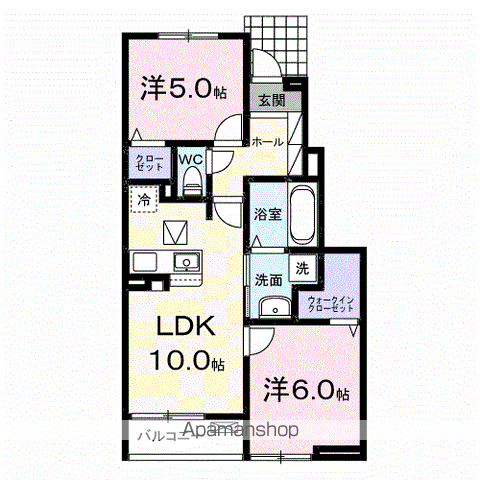 シエル ブリュ(2LDK/1階)の間取り写真