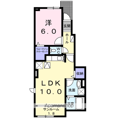 メゾン オハナ(1LDK/1階)の間取り写真