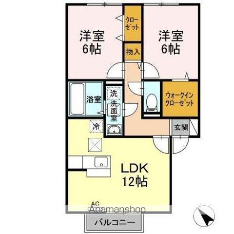 アンシャンテ A(2LDK/1階)の間取り写真