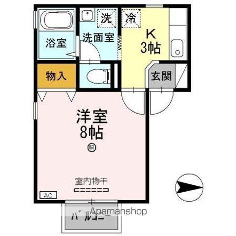 コーポK(1K/2階)の間取り写真