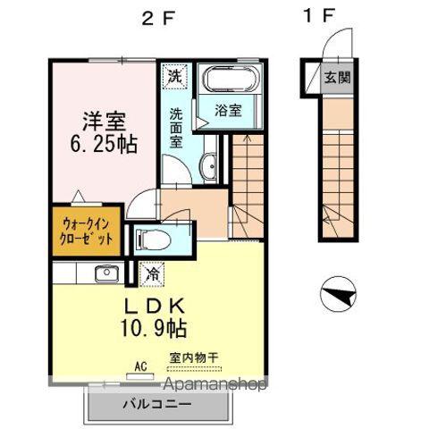 ステラⅡ(1LDK/2階)の間取り写真