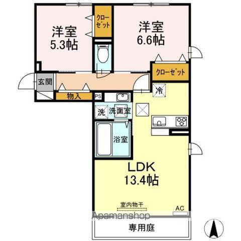 ルヴェデュソレイユ Ⅳ(2LDK/1階)の間取り写真