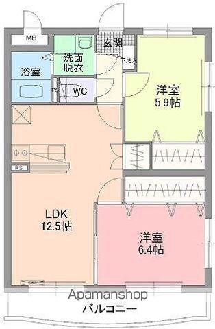 ジュエルSK(2LDK/3階)の間取り写真