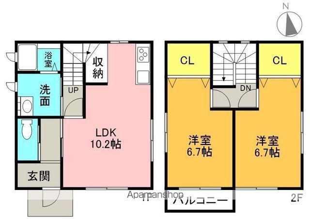 常磐線 湯本駅 バス乗車時間:12分 野田田仲バス停で下車 徒歩4分 2階建 築3年(2LDK)の間取り写真