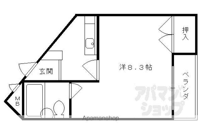 ハイツ田中(1K/3階)の間取り写真