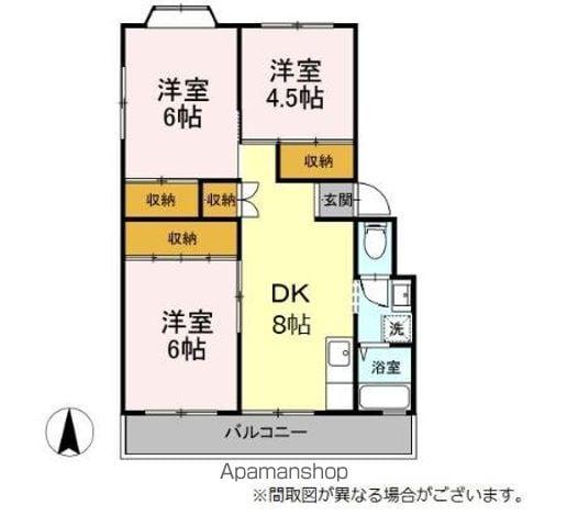鴨下コーポラス(2LDK/3階)の間取り写真