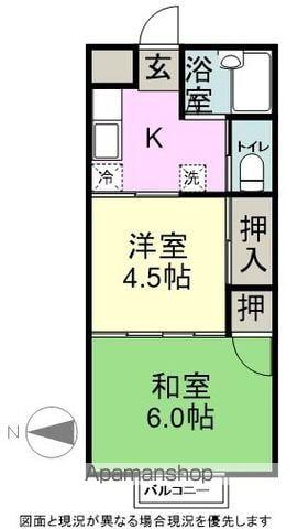 グリーンヒル(2K/2階)の間取り写真