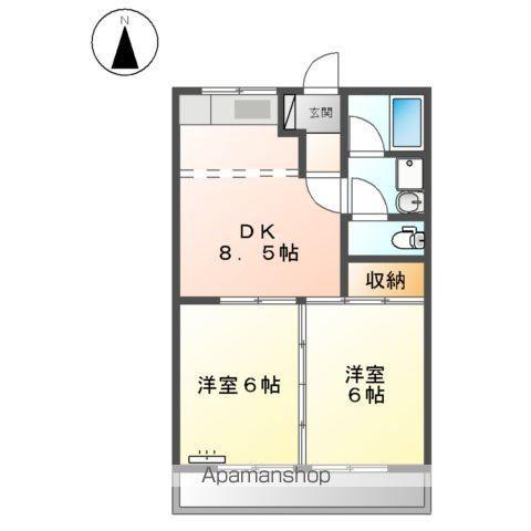 加賀野コーポⅡ(2DK/2階)の間取り写真