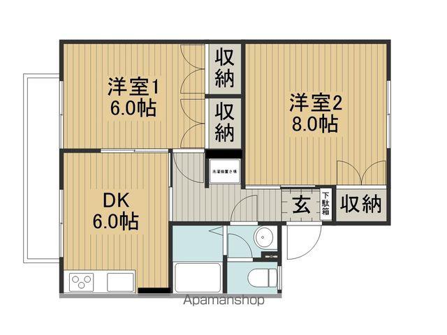 セゾン南町B棟(2DK/2階)の間取り写真