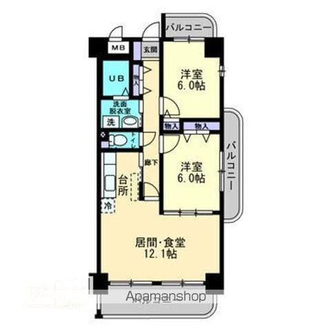 メゾンプロスペール(2LDK/6階)の間取り写真