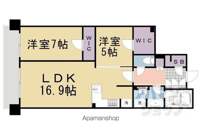 ジ・アーバネックス京都四条烏丸テラス(2LDK/5階)の間取り写真