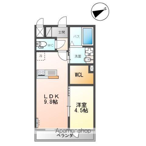 神立東アパート(1LDK/1階)の間取り写真