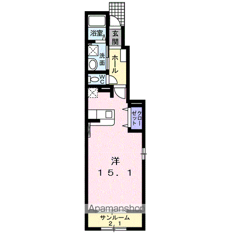 セレノⅢ(1K/1階)の間取り写真