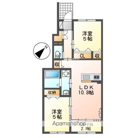 大石 拓司様 アパート工事(2LDK/1階)の間取り写真