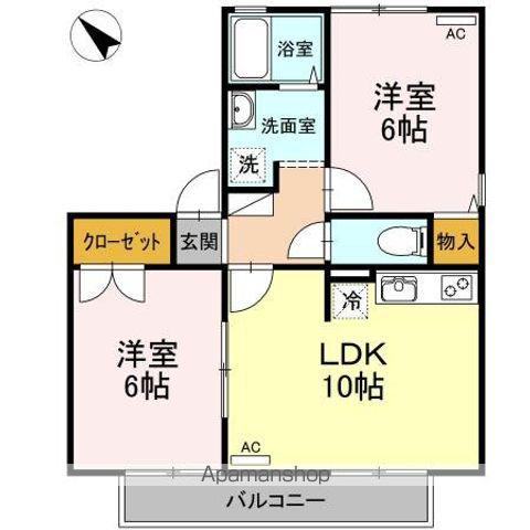 アドミレー樹太 C棟(2LDK/1階)の間取り写真