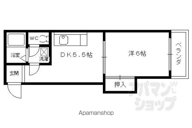 ミレイ西ノ京(1DK/4階)の間取り写真