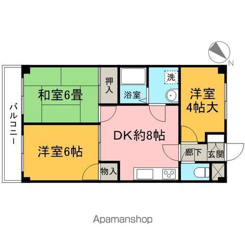 クイーンパレス(3DK/1階)の間取り写真