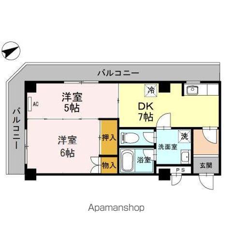 ジュネス堅田(2DK/4階)の間取り写真