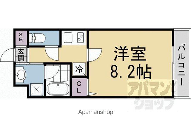 伏見区上中町マンション(1K/3階)の間取り写真