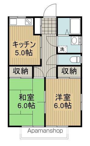 サニーハイツ(2DK/2階)の間取り写真