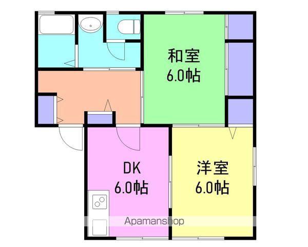 コスモヒルズD棟(2DK/1階)の間取り写真