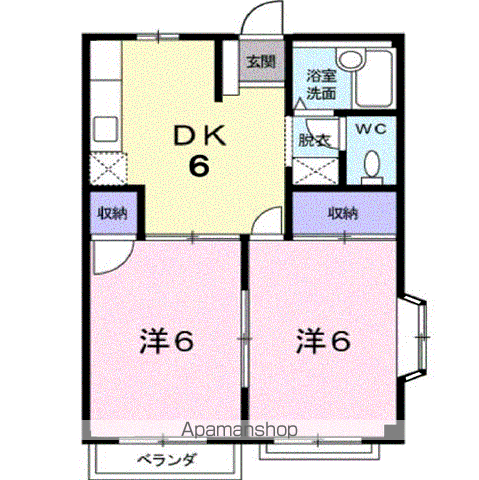 エルディムはせ(2DK/2階)の間取り写真