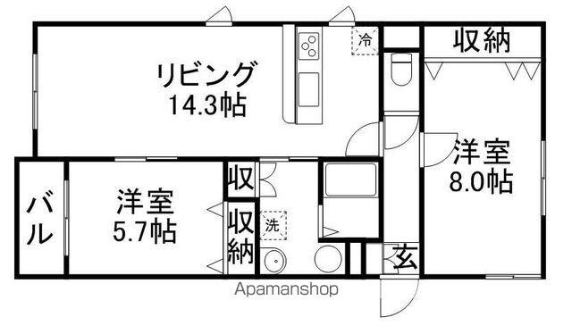 エスプリ2(2LDK/3階)の間取り写真