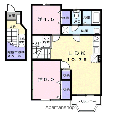 ハピネス駅家(2LDK/2階)の間取り写真