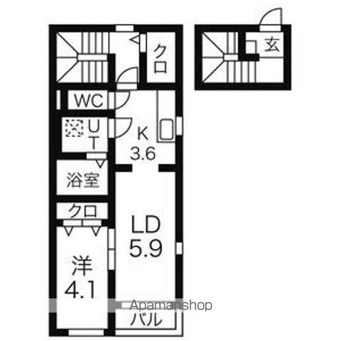 サンライズ江合錦町(1LDK/2階)の間取り写真