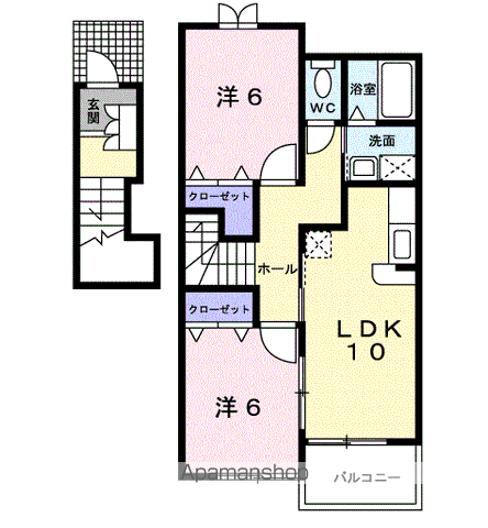 ラッフィナート(2LDK/2階)の間取り写真