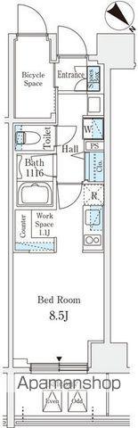 リテラス西日暮里(ワンルーム/8階)の間取り写真