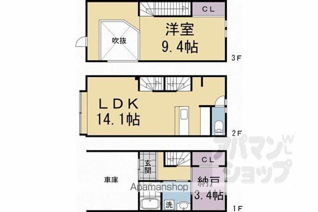 山陰本線 円町駅 徒歩9分 3階建 築1年(1SLDK)の間取り写真