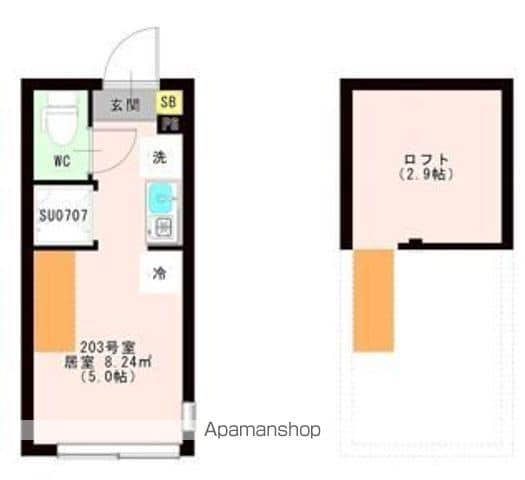 OTAS 代田橋(ワンルーム/2階)の間取り写真