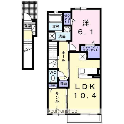 コンフィアンス5(1LDK/2階)の間取り写真