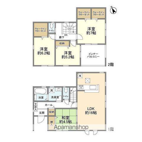 京成電鉄本線 京成大久保駅 徒歩24分 2階建 築2年(4LDK)の間取り写真