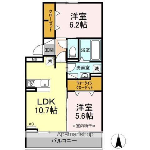 ミ・カーサ関田Ⅲ(2LDK/3階)の間取り写真