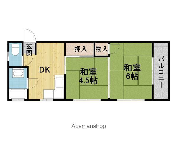 若竹マンション(2DK/3階)の間取り写真