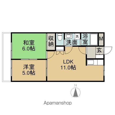 ルミナス八幡(2LDK/1階)の間取り写真