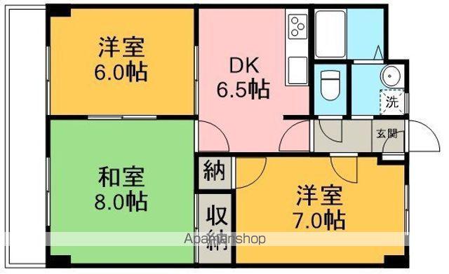 メイプルアベニュー(3DK/6階)の間取り写真