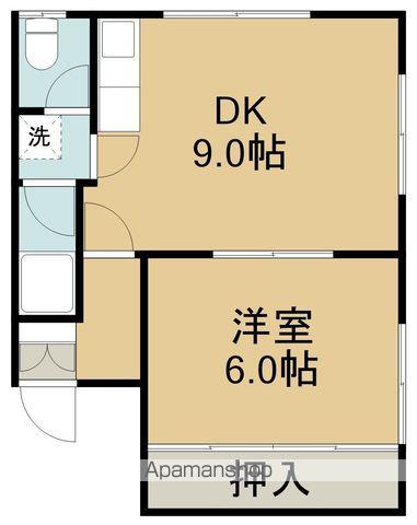 ハイブローム八幡(1DK/2階)の間取り写真