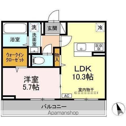 GRAND D-ROOM渚(1LDK/2階)の間取り写真